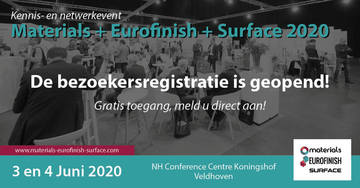 Bezoekersregistratie vakbeurs Materials+Eurofinish+Surface geopend